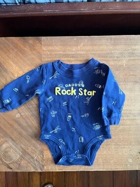Carter's Navy "Daddy's Rock Star" Long-Sleeve One-Piece